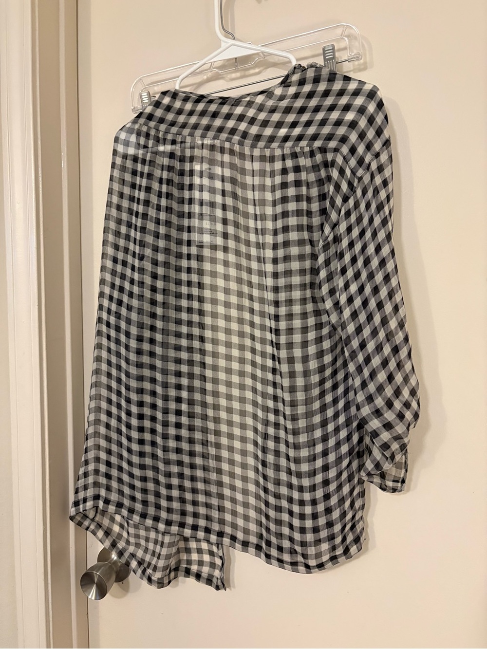 Lafayette 148 New York Black and White Gingham Sheer Top silk new NWT - Picture 6 of 7